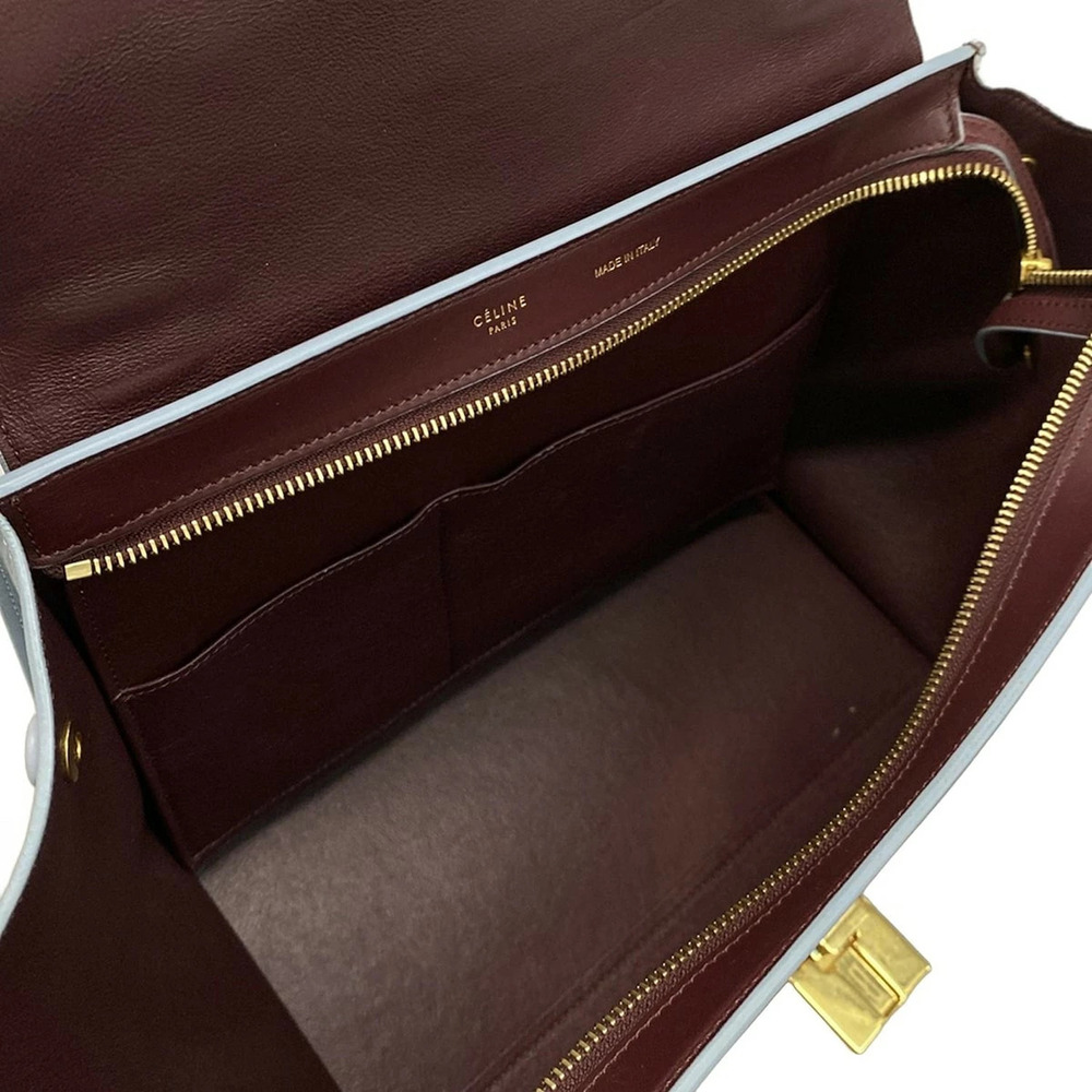 CELINE Trapeze Handbag Bordeaux Red Blue Leather - Picture 7 of 7